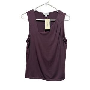 NWT Evereve Plum Purple Tank top uneven neck line Size Large